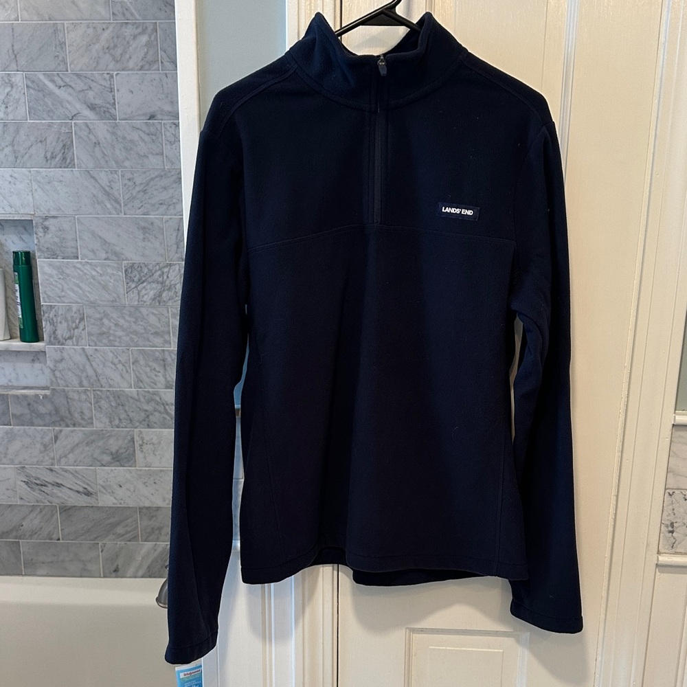 Lands' End Men's Navy Zip-Up Sweater- New with Tag
